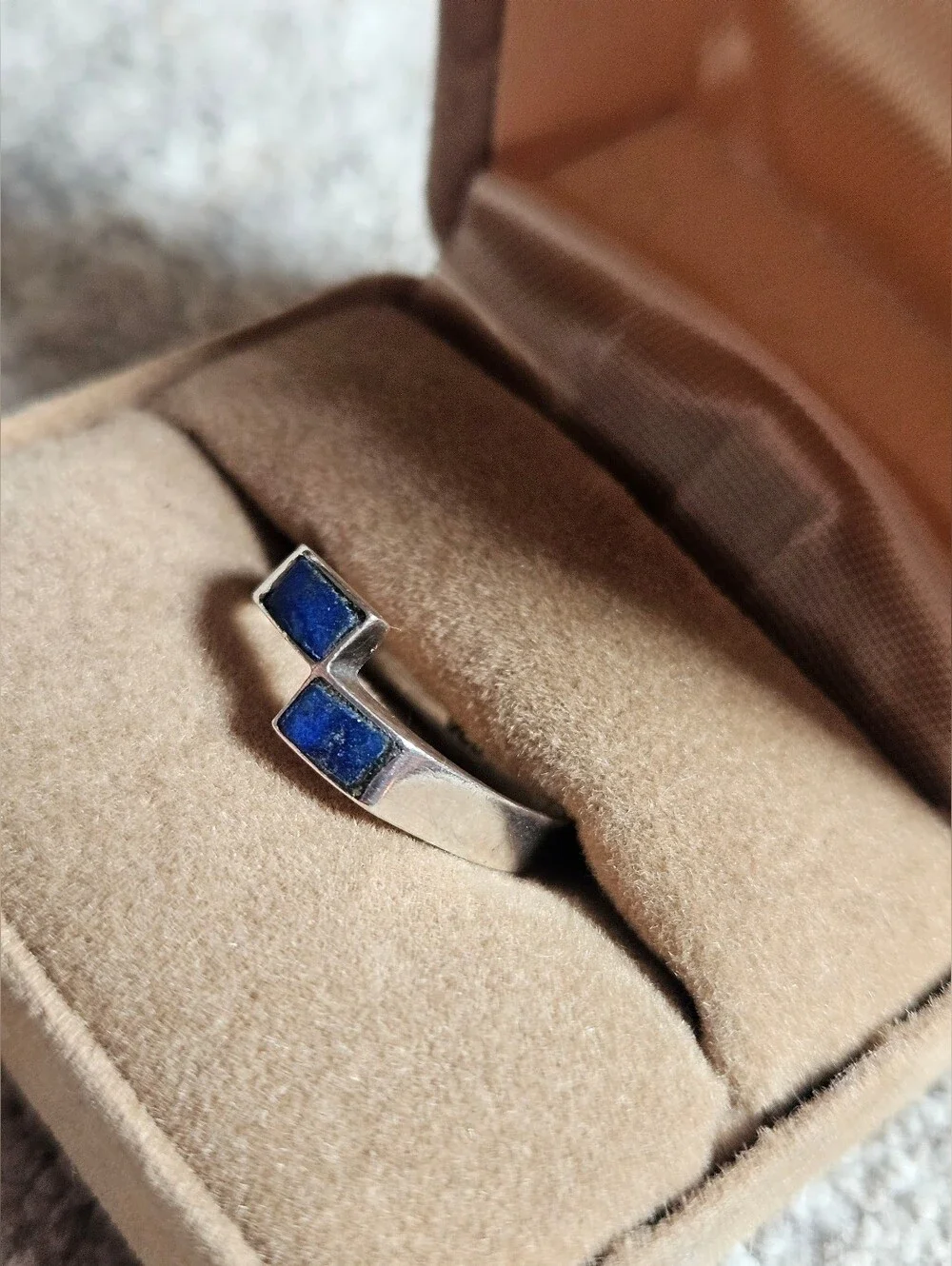 Vintage Sterling Silver Lapis Lazuli Gem Stone Sterling Silver Ring Size 6